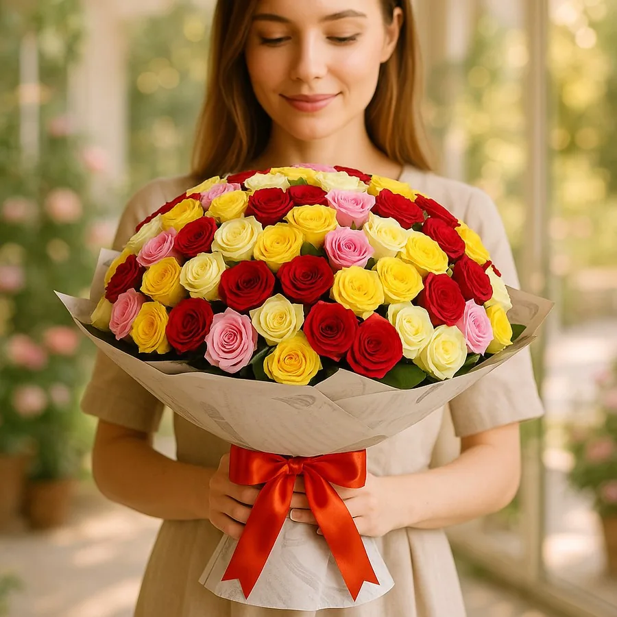 101 Gemischtfarben Rosen Strauß