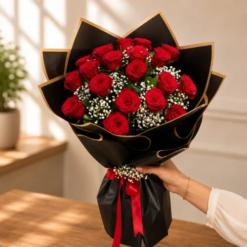 Strauß mit 21 roten Rosen